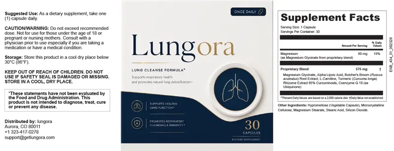 Lungora supplement label as published by the brand